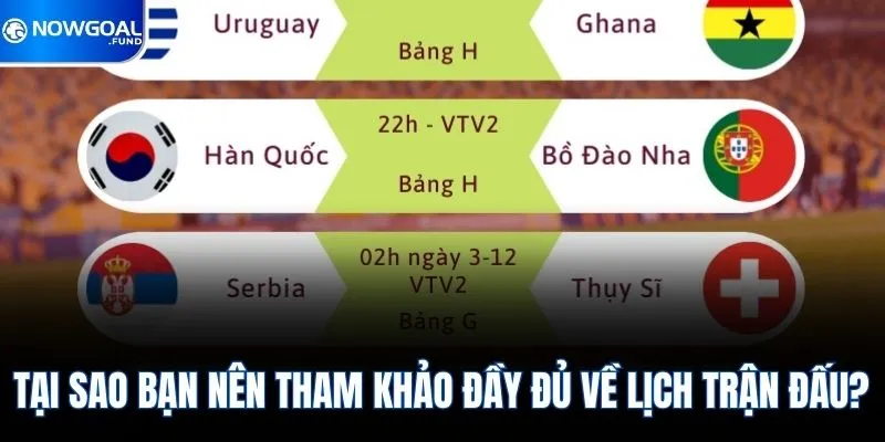 Tại sao bạn nên tham khảo đầy đủ về lịch trận đấu?